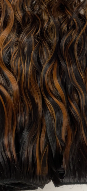 Natural Wavy with Dark Auburn Streaks