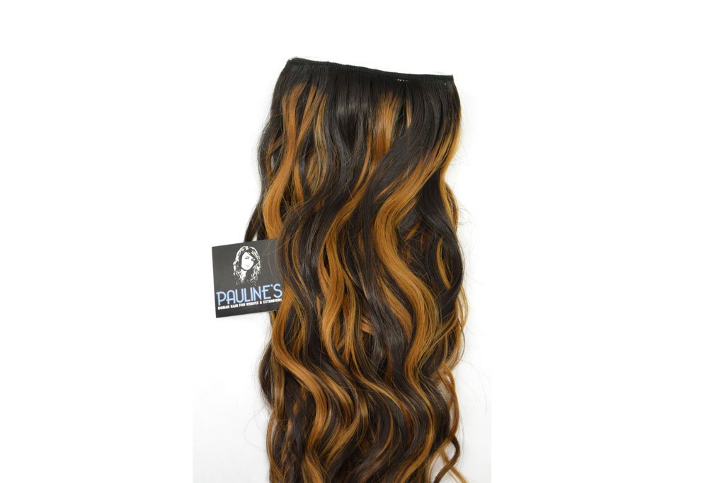 Natural Wavy with Light Auburn Streaks