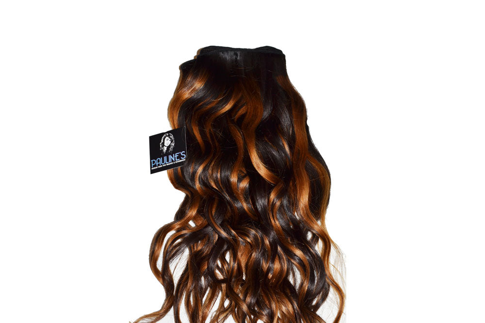 Natural Wavy with Dark Auburn Streaks